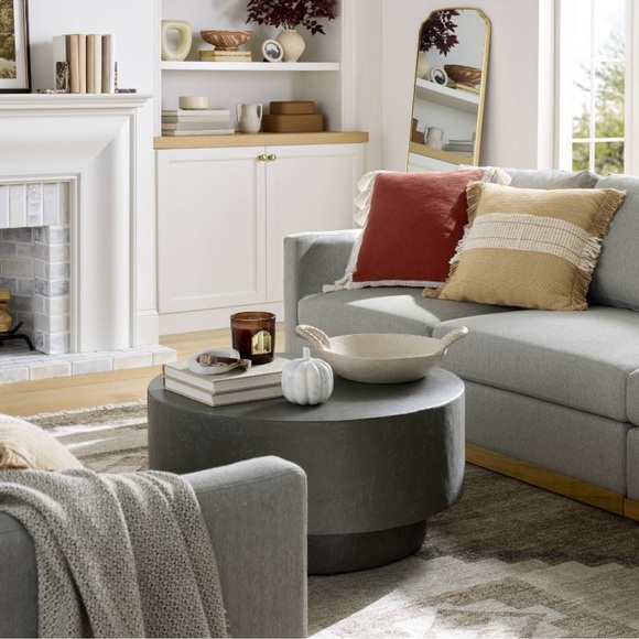 Threshold Studio McGee Woven Striped Throw Pillow Neutral Cream Fringed Trim - Picture 4 of 7